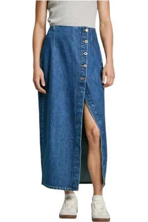Pepe Jeans Denim Skirts, female, , L, Elegant Midi Skirt with Slit