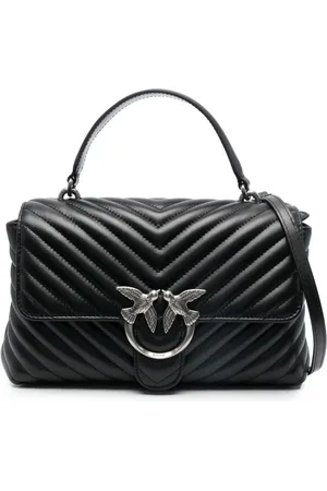 Pinko Handbags, female, , ONE SIZE, Chevron-Quilted Handbag with Logo Buckle
