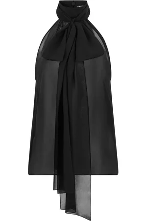 Tom Ford Sleeveless Tops, female, , S, Silk Georgette Sleeveless Lavalliere Top