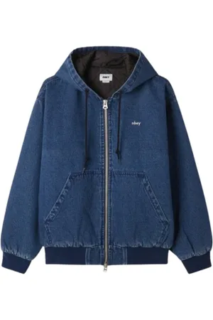 Obey Zip-throughs, male, , S, Zip Up Hood in Stone Wash