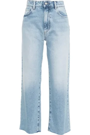 Icon Denim Straight Jeans, female, , W28, High-Waisted Cropped Distressed Jeans