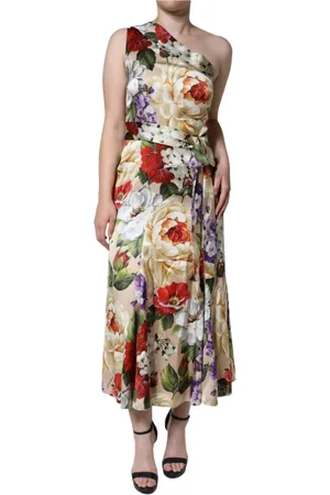 Dolce & Gabbana Floral Silk One Shoulder Maxi Dress