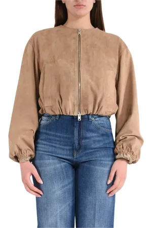 DFOUR Short leather jacket with zip closure