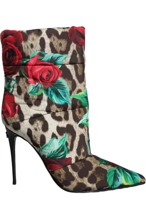 Dolce & Gabbana Leopard Rose Mid Calf Boots