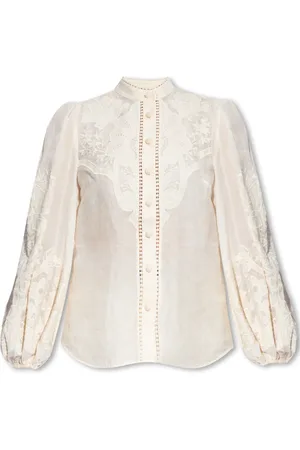 ZIMMERMANN Shirts, female, , S, Linen Stand-Collar Shirt