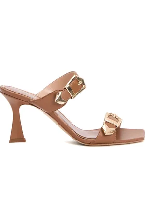 NINALILOU Heeled Mules, female, , 5 UK, Leather Double Strap Sandal Heels