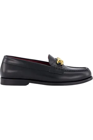 VALENTINO GARAVANI Loafers, male, , 9 1/2 UK, VLogo Chain Leather Loafers