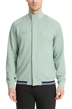 EA7 Plain Zip-Up Sweatshirt with Snap-Button Closure