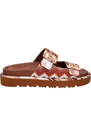 Missoni Brown Lamé Fabric Double Buckle Sandals