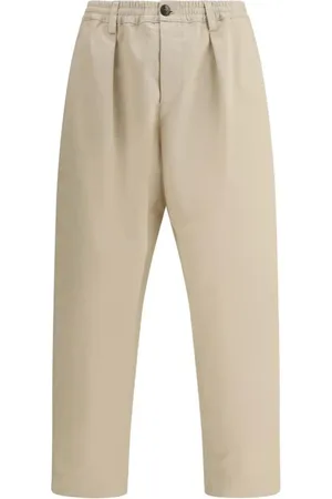 Marni Cropped Cotton Trousers with Elasticated Waistband