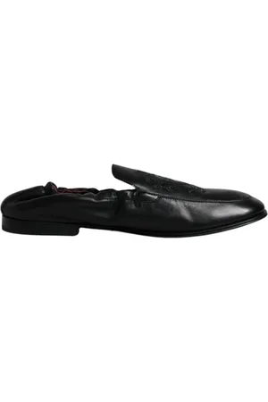 Dolce & Gabbana Embroidered Leather Loafers Slip-On