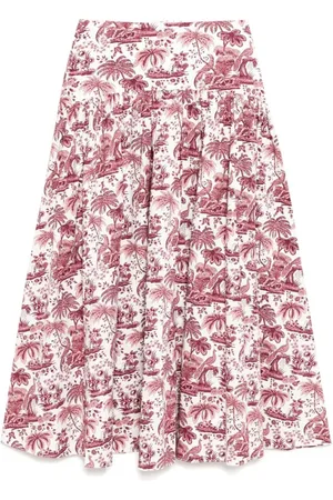 Staud Floral Print Bordeaux Red Skirt