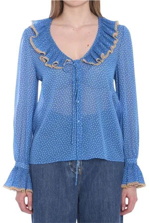 VALENTINO GARAVANI Blouses, female, , S, Silk V-neck Bow Shirt
