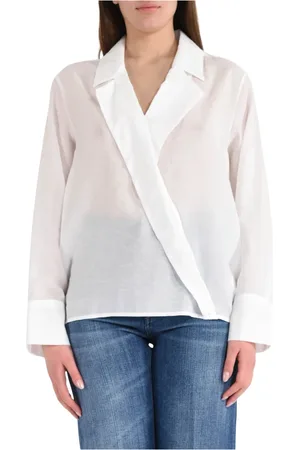 Dondup Blouses, female, , L, Lyocell Long Sleeve Cross Front Blazer