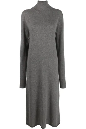 Jil Sander Knitted Dresses, female, , XS, High-Neck Long-Sleeved Midi Dress