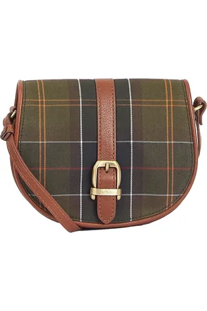 Barbour Bags, female, , ONE SIZE, Oval Shape Leather Bag with Tartan Pattern