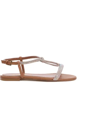 NINALILOU Flat Sandals, female, , 3 1/2 UK, Low leather sandal with rhinestones
