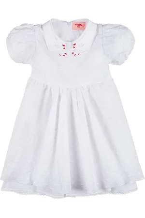 VIVETTA Dresses, female, , 2 Y, Cotton Dress with Hand-Embroidered Collar