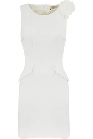 Elisabetta Franchi Short Dresses, female, , M, Floral Crepe Sleeveless Dress with Pockets