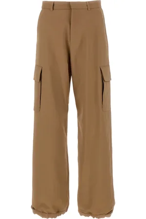 OFF-WHITE Wide Trousers, male, , S, Ow Emb Drill Mid-Rise Wide Leg Trousers