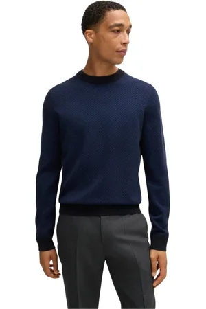HUGO BOSS Sweatshirts, male, , S, Wool Cotton Jacquard Jumper