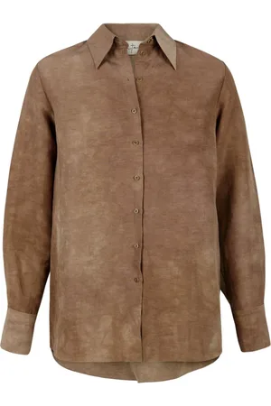 Cortana Shirts, female, , 2XL, Dune, top in linen and silk blend
