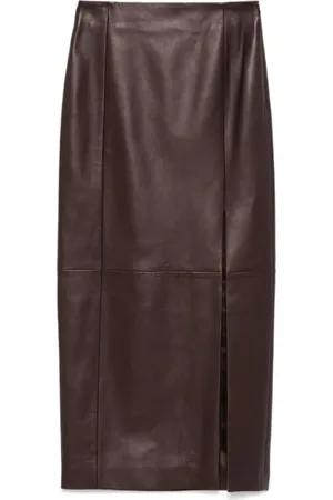 Kiton Leather Skirts, female, , S, Leather Midi Skirt