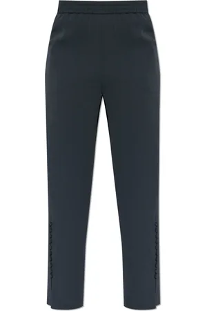Emporio Armani Cropped Trousers, female, , S, Crépon trousers with button detail at the hem