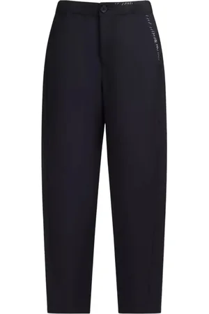 Marni Tapered Trousers, female, , S, Navy Wool Zipper Trousers