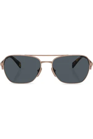 Prada Sunglasses, male, , ONE SIZE, Golden Pilot Sunglasses with Enamel Logo