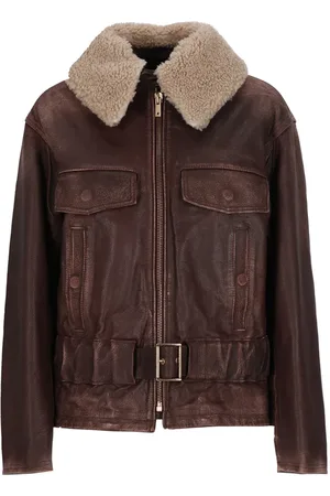 Golden Goose Leather Jackets, female, , 2XS, Leather Padded Jacket with Bouclè Neck