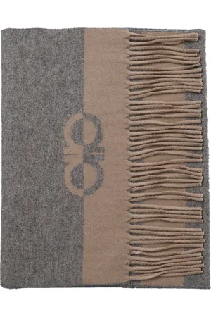 Salvatore Ferragamo Winter Scarves, male, , ONE SIZE, Two-tone Gancini Scarf with Fringed Edges