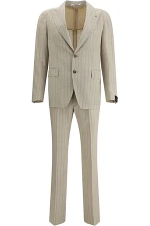 TAGLIATORE Single Breasted Suits, male, , M, Pinstripe Suit with Wide Lapel and Slim Silhouette