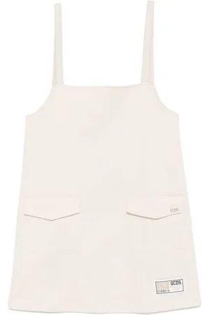 GCDS Short Dresses, female, , M, Beige Gabardine Sleeveless Dress