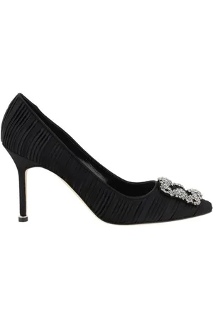 Manolo Blahnik Pumps, female, , 3 UK, Crystal Buckle Silk Satin Pumps