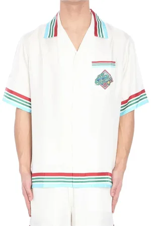 Casablanca Short Sleeve Shirts, male, , L, Classic Shirt with Stripe Trim