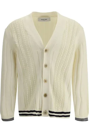 Golden Goose V-Neck Cable Knit Cardigan with Button Closure