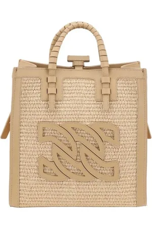 Casadei Tote Bags, female, , ONE SIZE, Raffia Handbag with Leather Details