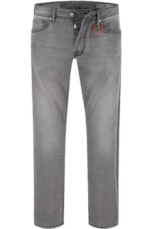 sartoria tramarossa Slim-fit Jeans, male, , W34, Grey Cotton Jeans with Black Stitching