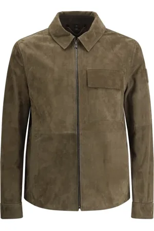 Belstaff Leather Jackets, male, , M, Classic Suede Jacket with Zipper Closure