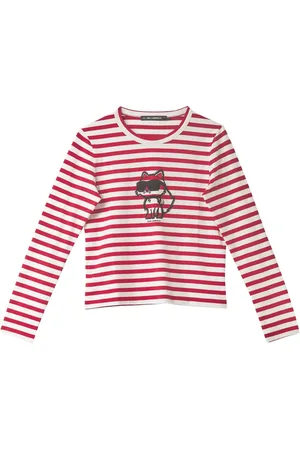 Karl Lagerfeld Ikon Print Stripe Lslv Top