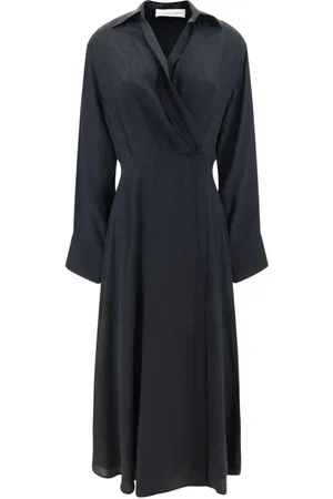 VALENTINO Silk Iconographe Chemisier Dress with Ruffle