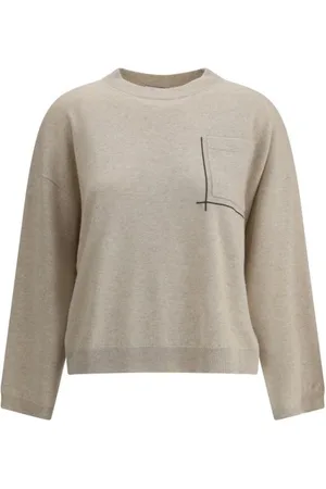 Brunello Cucinelli Round-neck Knitwear, female, , M, Jewel-Embellished Wool Jumper
