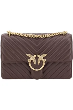 Pinko Shoulder Bags, female, , ONE SIZE, Quilted Leather Shoulder Bag with Gold Logo