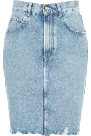Cycle Denim Skirts, female, , W26, Denim Fringed Midi Skirt