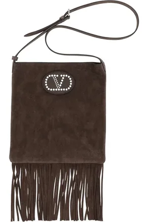 VALENTINO GARAVANI Cross Body Bags, male, , ONE SIZE, Suede Shoulder Bag with Fringes