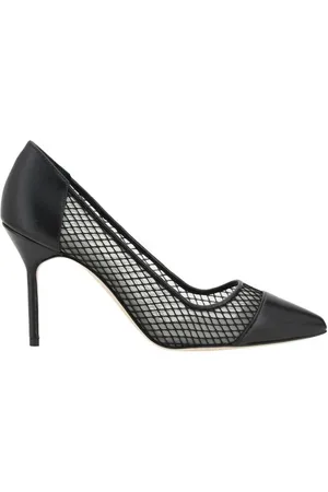 Manolo Blahnik Pumps, female, , 4 UK, Elegant Leather Pumps with Mesh Details
