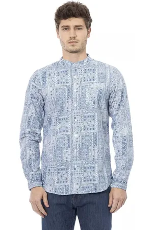 BALDININI Casual Shirts, male, , L, Mandarin Collar Cotton Shirt