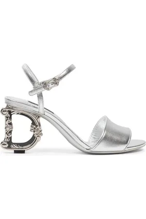 Dolce & Gabbana Silver Leather Strappy Sandal