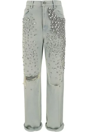 Golden Goose Straight Jeans, female, , W26, Rhinestone Embellished Distressed Jeans